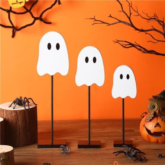 3 Pcs Halloween Ghost Table Decor Wood Tiered Tray Decorations - Picture 5 of 7